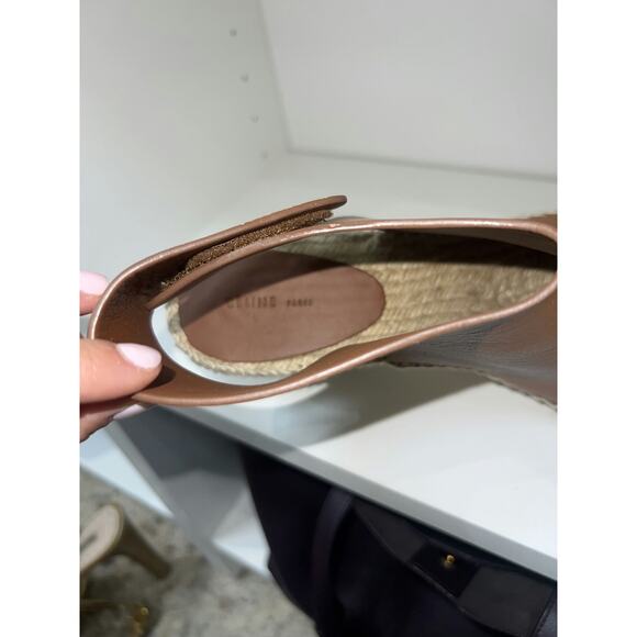 Celine Brown Leather Espadrille Wedges - Size 39 - Picture 5 of 6